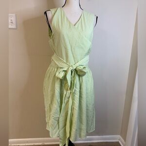 Banana Republic Factory sleeveless midi dress green & white stripes XL